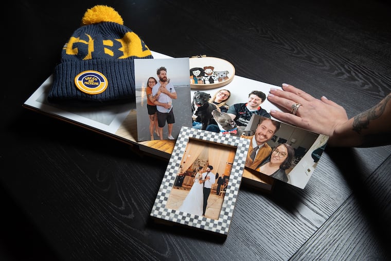 Michael and Kayla Spooner were struck by a SEPTA bus, just blocks from their South Philadelphia home, killing Michael.  A collection of photos of them and his Green Bay Packers hat, which he was wearing when he was killed.